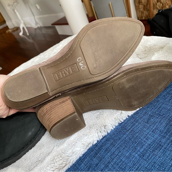 FRYE Judith Double Zip Suede Booties Wooden Block Heel Sz 9 - Picture 7 of 7